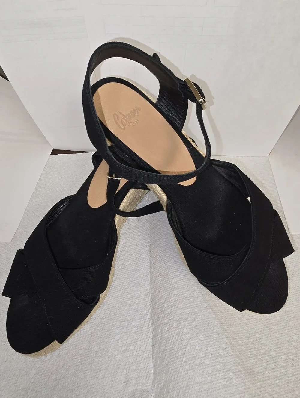 Castañer Blaudell Black Wedge Espadrilles Size 9